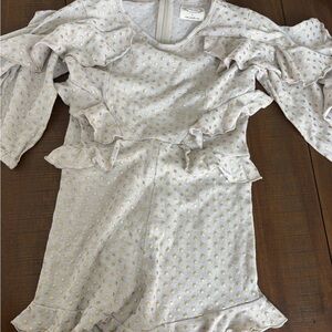 Joyfolie Kids Dress with Ruffles in Gray and Gold